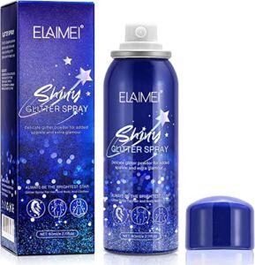 Shiny Glitter Spray, Body and Hair Glitter Spray, Quick-Drying Waterproof Body Shimmery Spray,Shimmer Silver Glitter Hairspray for Prom, Festival Rave, Stage Makeup – 2.11 oz