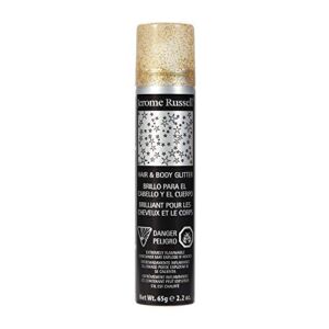 Jerome Russell Temporary Hair and Body Glitter Color Spray, Travel Spray, Lightweight, Adds Sparkly Shimmery Glow, Perfect to use On Hair, Skin, or Clothing, 2.2 oz – Glitter GOLD x 1 Pack