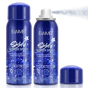 Glitter Spray (2×60ML), Glitter Spray for Hair and Body, Glitter Hairspray Quick-Drying Waterproof Body Glitter Spray for Prom, Festival Rave, Stage Makeup