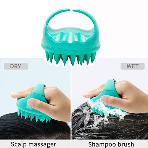 Ithyes Shampoo Brush Silicon Scalp Massager Hair Brush Comb Head Scrubber [ 2020 Upgraded Version ] 100% Comfortable for All Hair Improve Blood Circulation for Men,Women,Pets (Green) | The Storepaperoomates Retail Market - Fast Affordable Shopping