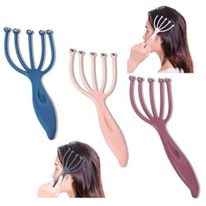 Yeesabella 3 PCS Scalp Massager Head Massager Handheld Claw Massager for Deep Relaxation & Stress Reduction in Office Home SPA (Frosted Blue Pink Red)