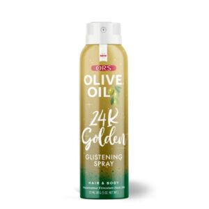ORS Olive Oil Style & Shine 24k Golden Glistening Spray infused with Golden Glitter Flakes for Hair & Body Shimmer (5.0 oz)