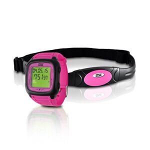 Smart Fitness Heart Rate Monitor – Digital Sports Wrist Watch Activity HR Tracker w/ Chest Strap, 3D Sensor, EL Backlight, Alarm, Used in Exercise or Running, For Men and Women – Pyle PHRM76PN (Pink)