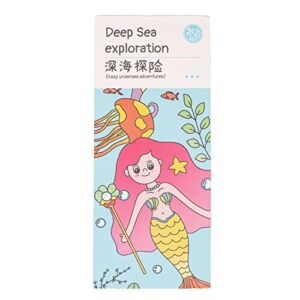 GLOGLOW Water Coloring Book, Pocket Painting Book Fine Motor Hand Eye Coordination Cute 4 Steps Color Recognition for Travel (Deep Sea)