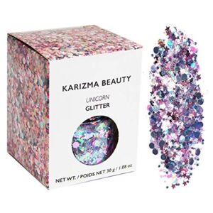 Unicorn Chunky Glitter ✮ Large 30g Jar KARIZMA BEAUTY ✮ Festival Glitter Cosmetic Face Body Hair Nails