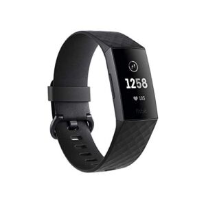 Fitbit Charge 3 Fitness Activity Tracker, Graphite/Black, one Size (no fitbit Warranty Support), 0.06 Pound