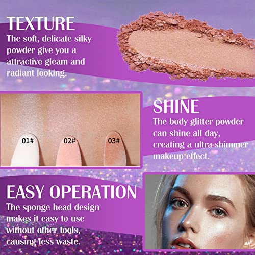DAGEDA 3 Colors Body Glitter, Polvo De Hadas Shimmer Body Highlighter Powder, Body Glitter Powder Stick, High Gloss Fairy Glitter Sparkle Powder Brighten Face Hair Cosmetics with Bright | The Storepaperoomates Retail Market - Fast Affordable Shopping