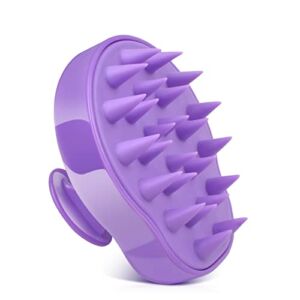 AMMON Hair Scalp Massager Shampoo Brush Soft Silicone Scalp Scrubber Brush for Dandruff Removal and Hair Growth, Scalp Care Hair Brush for All Hair Types (Purple)