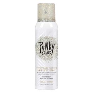 Punky Temporary Hair and Body Glitter Color Spray, Travel Spray, Lightweight, Adds Sparkly Shimmery Glow, Perfect to use On Hair, Skin, or Clothing, 3.5 oz – GOLD/SILVER