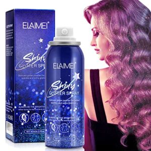 Shiny Glitter Spray – Long Lasting Fine Body Shimmer Spray for Face Hair and Body, 60ML Large Capacity Quick-Drying & Waterproof Body Makeup Glitter Hairspray for Prom, Festival and Party Gifts