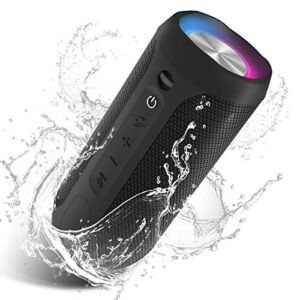 EDUPLINK Portable Bluetooth Speaker Waterproof IPX7 Wireless Speaker with 20W Louder Speakers Switch Between Bluetooth Pairing and Aux-in Mode by Call Button Black