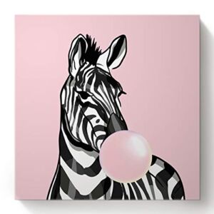 Gogobebe Paint by Number for Adults&Kids Beginner DIY Oil Painting Acrylic Kits on Canvas Wall Art Home Decor Zebra Blowing Bubbles Pink 20x20in Framed Ready to Hang