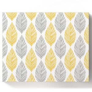 MUSEDAY DIY Acrylic Paint by Number Kit Canvas Oil Painting Kit for Kids & Adults Bright Yellow Grey Minimalist Leaves Leaves Texture Arts Craft for Home Decor Wall Decor-