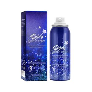 SINGOVE Shiny Glitter Spray, Body and Hair Glitter Spray, Quick-Drying Waterproof Body Shimmery Spray for Skin, Face, Hair and Clothing, Highlight Powder Spray – 60ML (White, One Size)