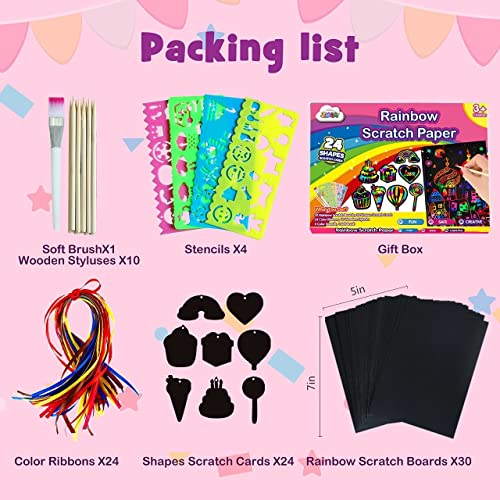 ZMLM Scratch Paper Art-Craft Girl Christmas: Rainbow Scratch Magic Drawing Set Paper Pad Board Supply Kit Girl Project Activity for 3-12 Age Kid Toy Holiday|Party |Birthday|Children’s Easter Day Gift | The Storepaperoomates Retail Market - Fast Affordable Shopping