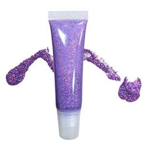 GL-Turelifes Mermaid Sequins Fine Glitter Gel Body Hair Thin Glitter Gel Festival Glitter Cosmetic for Face Hair Nails Stage Bride Makeup Long Lasting Sparkling 15ml (Colorful Light Purple)