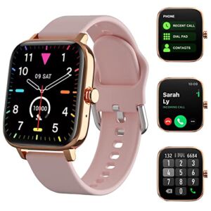 Smart Watch Gift for Men Women, 1.7″ Full Touch Screen Smartwatch with Text and Call for Android iOS Phones, GPS Fitness Tracker Watches with Heart Rate Sleep Monitor, Pedometer, Sports Modes (Pink)
