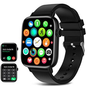 Smart Watch (Answer/Make Calls), 1.9″ Smartwatch Fitness Tracker for Android iOS Phones with Blood Pressure Heart Rate Tracking, 25 Sport Modes SpO2 Sleep Monitor Step Counter for Women Men , Black