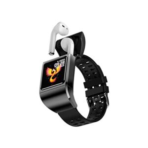 G36 Smart Bracelet 2 in 1 Smart Watch TWS Wireless Bluetooth Headset 1.3 Inch Screen Heart Rate Blood Pressure Oxygen Fitness Tracker Earbuds Music Wristband Earphone Smartwatch (G36Pro Black)