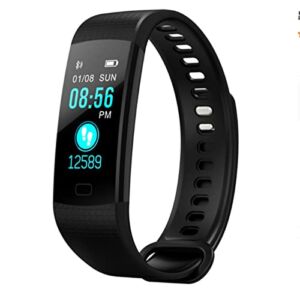 Smart Bracelet Health Fitness Tracker,Kids Activity Tracker Waterproof with Heart Rate Monitor,Calorie Pedometer Temperature Monitor Watch,Black