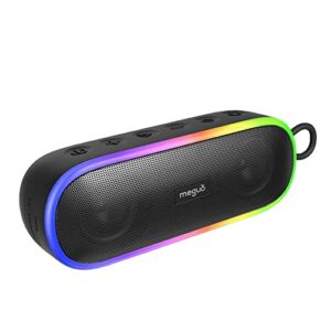 MEGUO Bluetooth Speakers, Wireless Portable Speaker 20W Stereo & Bass+ Sound,IPX7 Waterproof Bluetooth Speaker,Beat-Driven RGB LED Light,24H Playtime for Home Party,Pool,Beach, Hiking, Camping