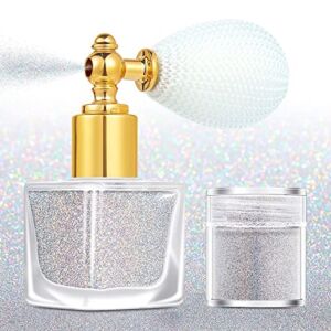 Body Glitter Spray, Spray Glitter for Hair and Body, Silver Face Glitter Cosmetic Shimmer Makeup Glitter for Rave Hair Clothes Nail Art Craft Design – with 1 Jar of Refills