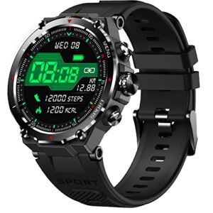 Military Smart Watch for Men 2022 HD Bluetooth Dial Call Outdoor Waterproof Tactical Smartwatch for iPhone Android Phones 1.32’’ Rugged Fitness Watch with Heart Rate/ Sleep Monitor Pedometer (Black)