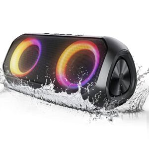Bluetooth Speakers, [Blod Bass & Dynamic RGB] Portable Wireless Speaker with 24W Stereo Sound, 24H Playtime, Build-in MIC, IPX6 Waterproof Speaker Via Bluetooth 5.0 & 3.5mm Aux-in & TF Card Connection