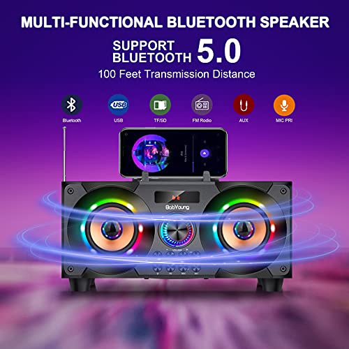 60W Portable Bluetooth Speaker with Subwoofer Heavy Bass, Wireless Speakers Bluetooth 5.0, Support FM Radio, MP3 Player, EQ,LED Colorful Lights, Loud Outdoor Stereo Speaker for Home, Party, Travel | The Storepaperoomates Retail Market - Fast Affordable Shopping