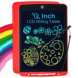 LCD Writing Tablet for Kids 12 Inch, Colorful Doodle Board Drawing Tablet with Lock Function, Erasable Reusable Writing Pad, Educational for 3-6 Year Old Girls Boys