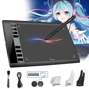 Graphics Drawing Tablets, UGEE M708 10 x 6 inch Large Active Area Drawing Tablet with 8 Hot Keys 8192 Levels Pen Graphic Tablets for Computer Digital Art Creation Sketch for Windows Mac os and Linux