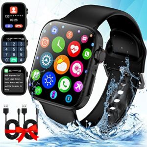 GUZIAVA Smart Watch for Men Women (Answer/Make Call) ,1.81 ‘ Large Screen Watches,IP67 Waterproof Fitness Tracker with Heart Rate Monitor Pedometer Men,Compatible Android iOS, Black