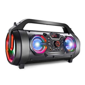 Portable Bluetooth Speaker with Subwoofer, Wireless Speakers with Booming Bass, FM Radio, RGB Lights, EQ, Stereo Sound, 10H Playtime, 30W Loud Speaker for Home, Outdoor, Party, Camping, Travel