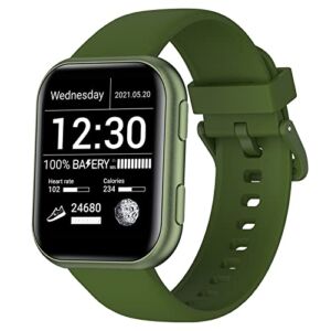 TOUCHELEX Smart Watch 1.75-inch HD Screen for Android Phones and iOS Compatible iPhone Samsung Men Women Oxygen Heart Rate Monitor 3ATM Waterproof Smartwatch Fitness Tracker (Green)