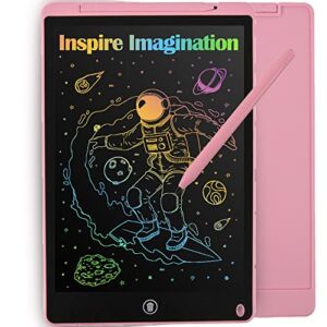LCD Writing Tablet for Kids, 12 Inch Colorful Doodle Board Toddler Drawing Pad, LCD Writing Board Drawing Tablet with Lock, Educational Learning Toy Gifts for Boys Girls (Pink, 12”)