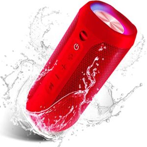 EDUPLINK Portable Bluetooth Speakers Waterproof IP67 20W Wireless Speaker Louder Volume and Longer Service Lifetime Microphone Red Color