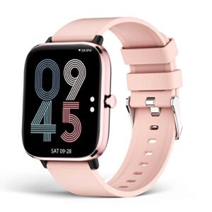 2022 Smart Watch with Bluetooth Call for Women, IP67 Waterproof Fitness Tracker with 1.7″ HD Display Blood Pressure SpO2 HR Temperature Sleep Monitor for Android and iOS Phone Pink
