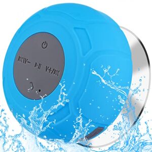 Bluetooth Shower Speaker Waterproof Portable Wireless Water-Resistant Speaker Suction Cup,Built-in Mic Speakerphone for iPhone Phone Tablet Bathroom Kitchen – Blue