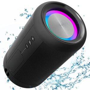 MAWODE X7 Portable Speaker, LED IPX5 Waterproof Super Bass Up to 24Hours Playtime TWS Outdoor Wireless Bluetooth Speakers for Shower, Beach, Pool Support USB, AUX Play