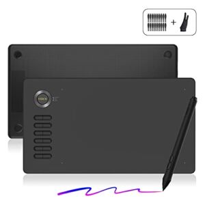 Drawing Tablet VEIKK A15 10×6 inch Graphics Pen Tablet with Battery-Free Passive Stylus and 12 Shortcut Keys (Grey)
