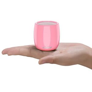 INSMY Small Bluetooth Speaker, Mini Portable Wireless Speaker Punchy Bass Rich Audio Stereo Pairing,Handheld Pocket Size 10H Playtime Bluetooth 5.0 Built in Mic for Hiking Biking (Pink)