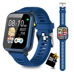 Retysaz Kids Smart Watch ,24 Game Smart Watch for Kids, Fashion Smartwatches for Children 3-14 Great Gifts to Girls Boys (Blue)