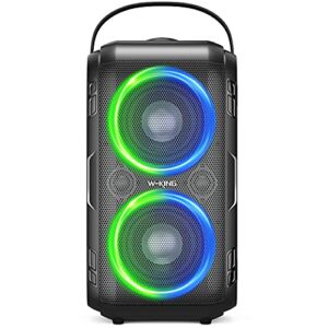 W-KING 80W Bluetooth Speakers Loud, Super Rich Bass, Huge 105dB Sound Powerful Portable Wireless Outdoor Bluetooth Speaker, Mixed Color Lights, 24H Playtime, AUX, USB Playback, TF Card, Non-Waterproof