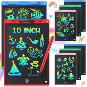 8 Pieces 10 Inch LCD Writing Tablet Colorful Lines Doodle Boards Erasable Electronic Painting Pad Educational Toys Birthday Gifts Travel Activity Games for 3 4 5 6 Year Old Boys and Girls Toddlers
