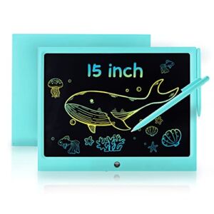 LCD Writing Tablet Toys Gift 15 Inch Colorful Screen, Learning Toys for 3-12 Year Old Girls, Erasable Doodle Board for Kids, Electronic Digital Handwriting Magnetic Drawing Board Tablet