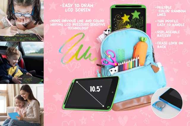 GabbaGoods LCD Writing Tablet Doodle Board,10.5 inch Colorful Drawing Pad,Electronic Drawing Tablet, Drawing Pads,Travel Gifts for Kids Ages 3 4 5 6 7 8 Year Old Girls Boys (Green) | The Storepaperoomates Retail Market - Fast Affordable Shopping