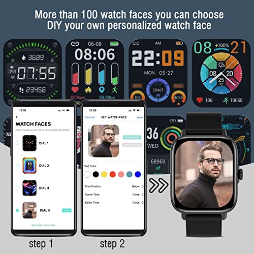 Choiknbo Smart Watch Make/Answer Call for Android iOS Phones 1.7” Fitness Tracker with Heart Rate Blood Pressure SpO2 Sleep Monitor IP67 Bluetooth Receive SMS Messages Sport Step Activity Trackers | The Storepaperoomates Retail Market - Fast Affordable Shopping
