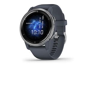 Garmin Venu 2, GPS Smartwatch with Advanced Health Monitoring and Fitness Features, Silver Bezel with GraniteBlue Case and Silicone Band