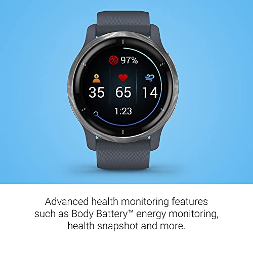 Garmin Venu 2, GPS Smartwatch with Advanced Health Monitoring and Fitness Features, Silver Bezel with GraniteBlue Case and Silicone Band | The Storepaperoomates Retail Market - Fast Affordable Shopping