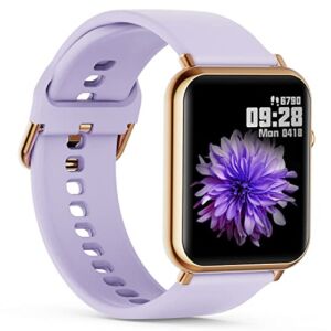 2023 Smart Watch for Android Phones iOS Compatible, 1,69″ Digital Watches for Women Smartwatch, IP68 Waterproof Fitness Watch with Step Calorie Counter Heart Rate/Stress/Blood Pressure Monitor, Purple